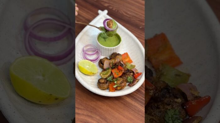 The best mushroom tikka recipe in airfryer 🍄‍🟫 #shorts