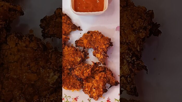kfc style mushroom in airfryer | crispy & guilt free recipe #shortsfeed #shorts #vegchicken #yummy