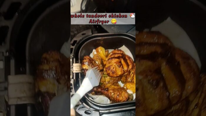 whole Tandoori chicken recipe 🐓#wholechickenroast #wholechickentandoori #shorts #recipe #airfryer