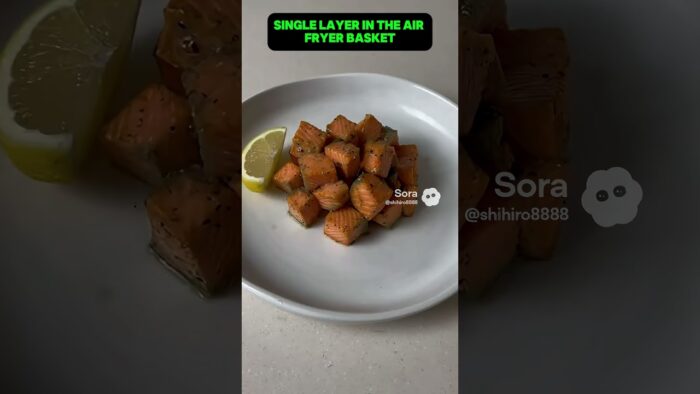 Air Fryer Lemon Garlic Salmon Bites (High-Protein Dinner!)