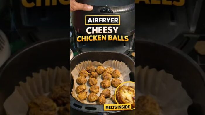 🧀Chicken Cheese balls Recipe 9 Golden outside•Cheesy inside#Airfryer#HighProtein#Chicken #Shorts