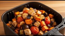 Comida en una sola olla con freidora de aire: la cena más fácil de la historia. Esta receta se h ...