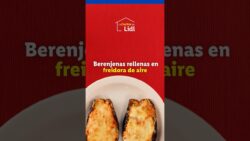 Receta de berenjenas rellenas en freidora de aire 🍆🤩 #shorts