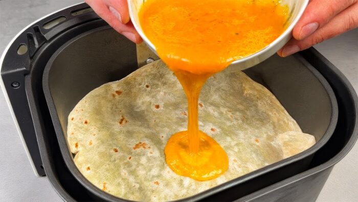 Tastier Than Pizza! Simple & Delicious Air Fryer Recipe! Pour 3 Eggs Over a Tortilla.