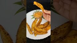 Air Fryer Cheese Garlic Potato wedges 😋#airfryer #potatowedges#shortsfeed #cooking #recipe