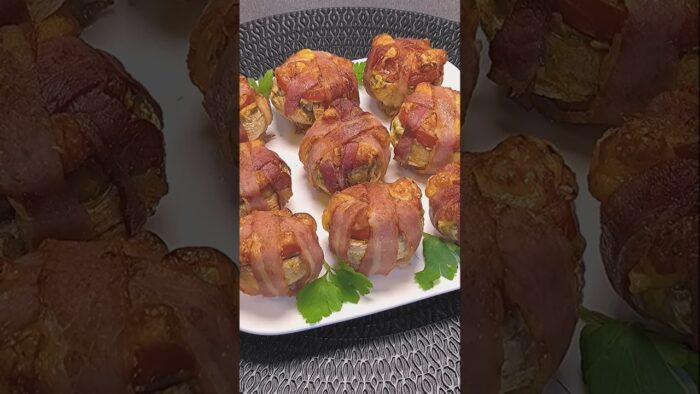 Champiñones Rellenos con Bacon CRUJIENTE | Receta Fácil y Deliciosa en Freidora de Aire