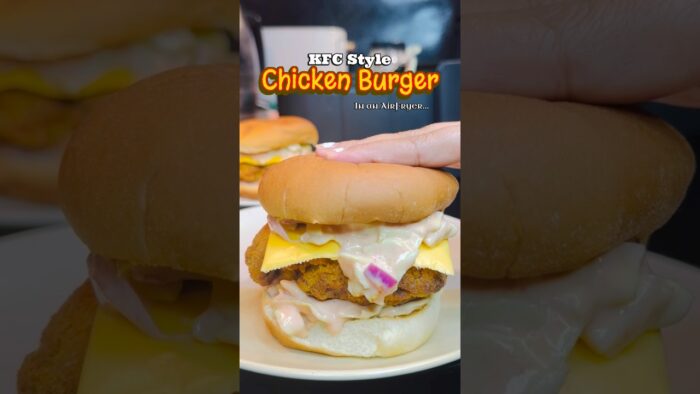 Chicken Burger Recipe 🔥No Need To Deep Fry | KFC Style Crispy in an AirFryer🥳✨ #youtubeshorts