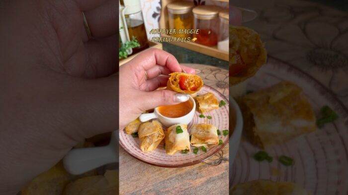 Crispy Maggie Spring Rolls In Airfryer 🫔 #shorts #shortvideo #shortsfeed #recipe #food #easyrecipe
