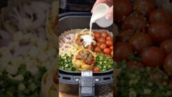 Healthy Air Fryer Pasta Dinner in One Basket 🍝 #explore #recipe #food  #easy #shorts #pasta