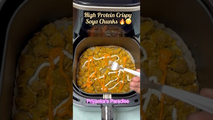 High Protein Soya Chunks in AirFryer🔥😍 || AirFryer Recipe #viral #ytshorts #shorts #trending #fyp