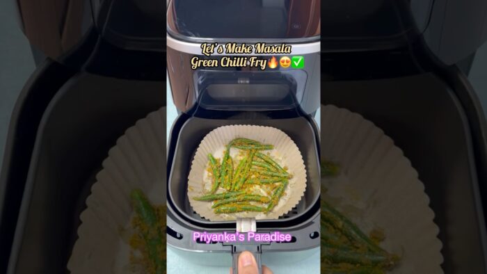 Masala Green Chilli Fry in AirFryer🔥✅😍 || AirFryer Recipe #viral #youtubeshorts #trending #recipe