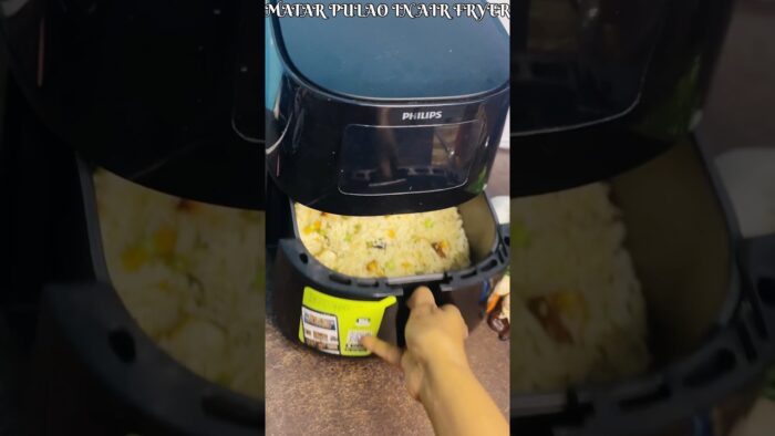 No Cooker No Pressure! Air Fryer Matar Pulao Recipe 🌿 | Quick Veg Pulao#matarpulao #airfryer