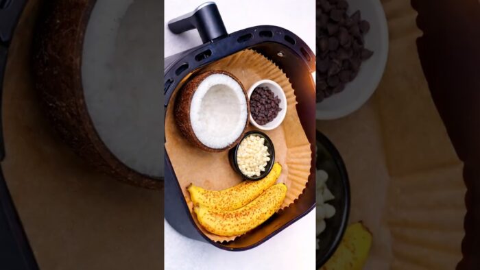 No Flour No Sugar Cookies? 😳 3 Ingredient Banana Air Fryer Recipe 🍌🍪 #shorts #viral #foodshorts