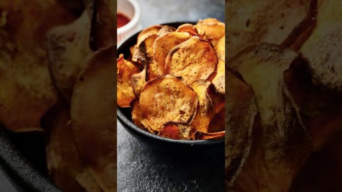 Perfectly crispy sweet potato chips #airfryer #cooking #recipe