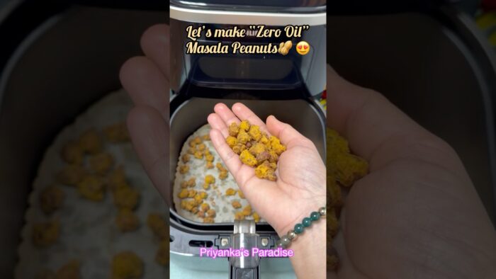 “Zero Oil” Crunchy Masala Peanuts in AirFryer🥜😋 || AirFryer Recipe || Evening Snacks #ytshorts