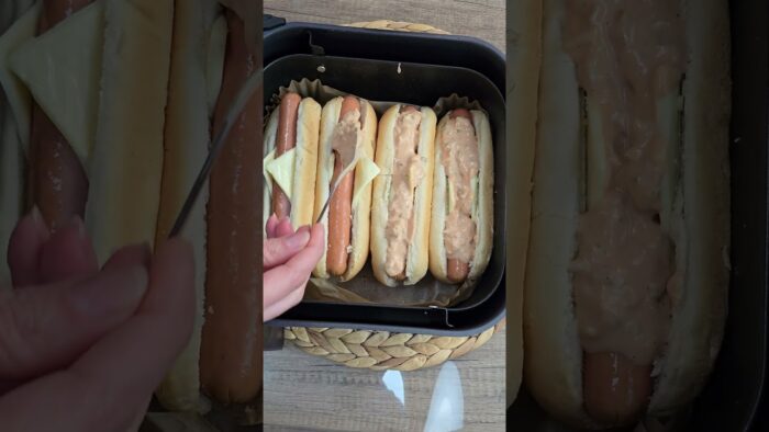 Хот-доги в аэрогриле🌭🔥#hotdog #airfryer #рецепт#вкусно #еда #yummy #быстрые рецепты#america #food