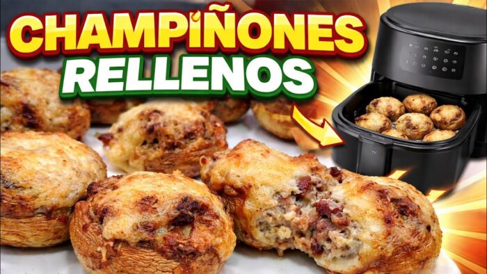 🍄‍🟫🧀 CHAMPIÑONES RELLENOS EN FREIDORA DE AIRE