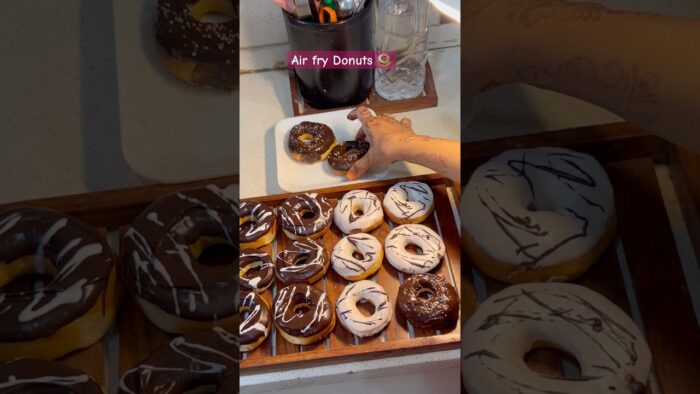 “Easy Air Fryer Donuts Recipe | No Deep Fry | Colorful Kids Treat”#donuts #shorts #airfryerrecipes