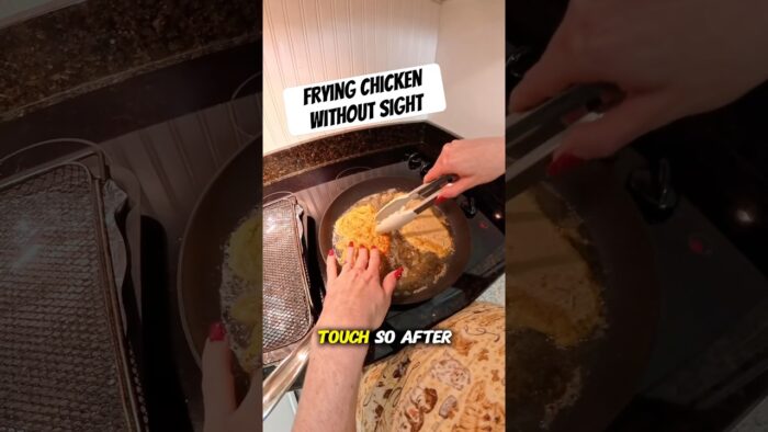Frying Chicken Without Sight #blind #cooking #recipe #howto #shorts