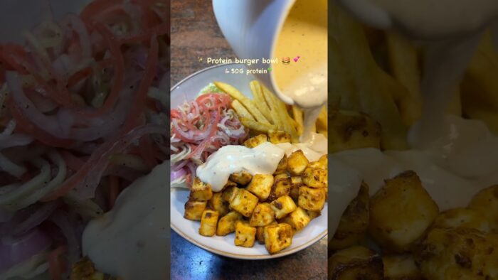 High-Protein Vegetarian Burger Bowl | 50g Protein Meal 🍔