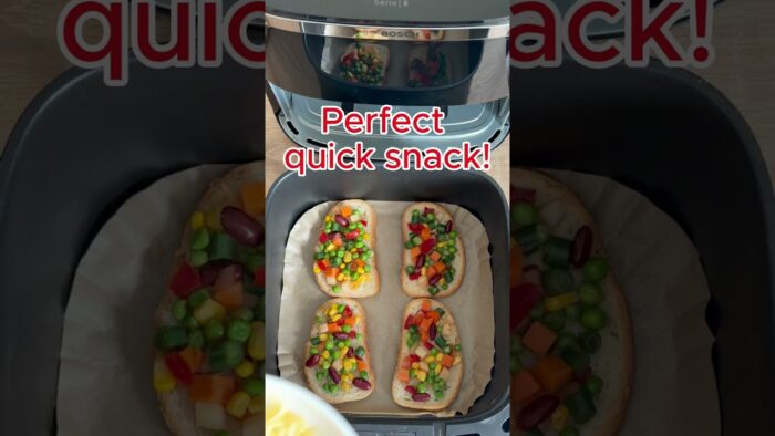 Insanely Easy Air Fryer Veggie Cheese Toast #easyrecipe #airfryerrecipes #shorts