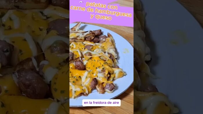 Patatas increíbles con carne de hamburguesa y queso 🧀#shorts #airfryer #freidoradeaire #patata