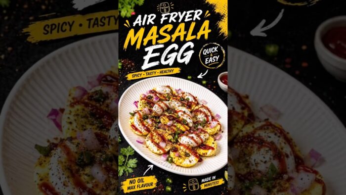 Air Fryer Masala Egg Recipe in 10 Minutes Crispy Spicy Easy Breakfast#shorts #ytshorts #AirFryer