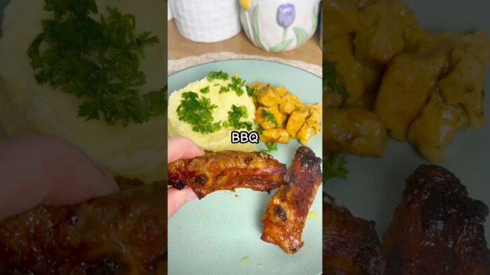 BBQ in the air fryer with mashed potatoes… what could be more delicious? 🔥🤤