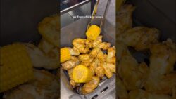 air fryer chicken wings with corn & mushrooms #shorts #airfryer #chikenwings #easyrecipe #e ...