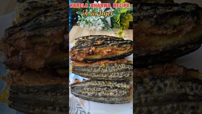 air fryer recipe part 7, karela bharwa recipe(air fryer mein karela bharwa Kaise banaen)#shorts#food