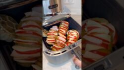 crispy air fryer hasselback potatoes easy stuffed potatoes recipe #shorts #airfryer #potatoesrecipes