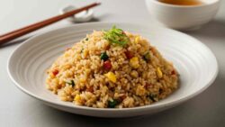 Paella de verduras con toque asiático