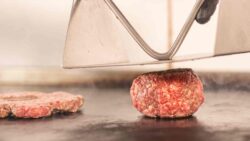 Smash burger casera con cebolla caramelizada