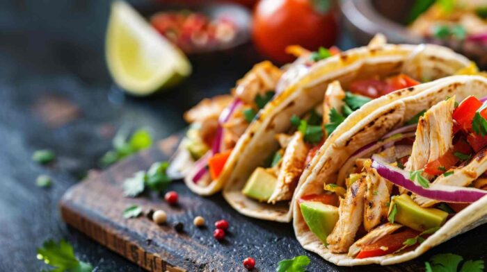 Tacos de pollo al estilo street food mexicano