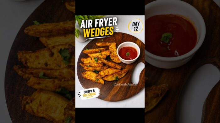 5 Min Crispy Potato Wedges 🔥| Better Than Fries / Air Fryer Day 12 | Easy Snack #shorts #easysnack