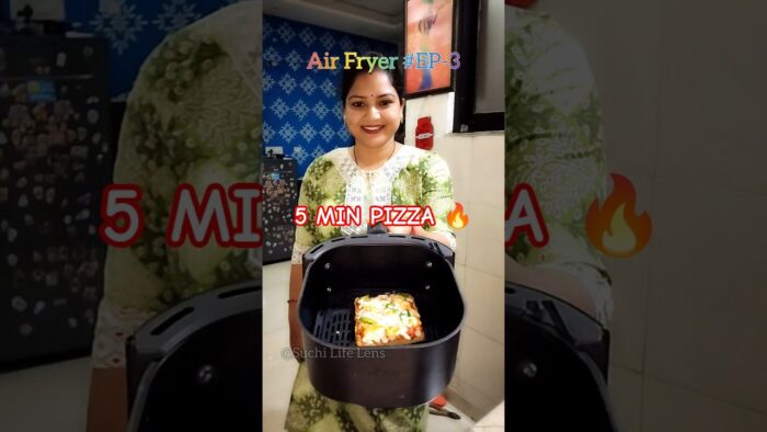 Air Fryer Bread Pizza Recipe | 5 Min Crispy Pizza 🍕 #viral #recipe #yt #shorts @SuchiLifeLens