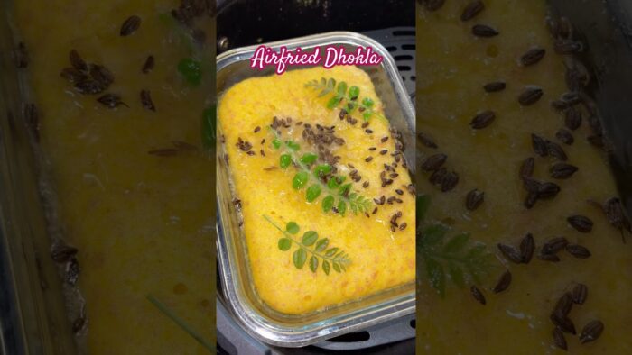 Air Fryer Dhokla | Crispy Outside Soft Inside | Instant Dhokla Recipe #airfryerrecipes #shorts