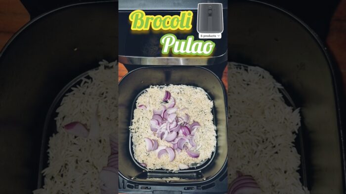 Broccoli Pulao In Airfryer #pulao #rice #shortsvideo #shorts #recipe #reels #cooking #vegpulao