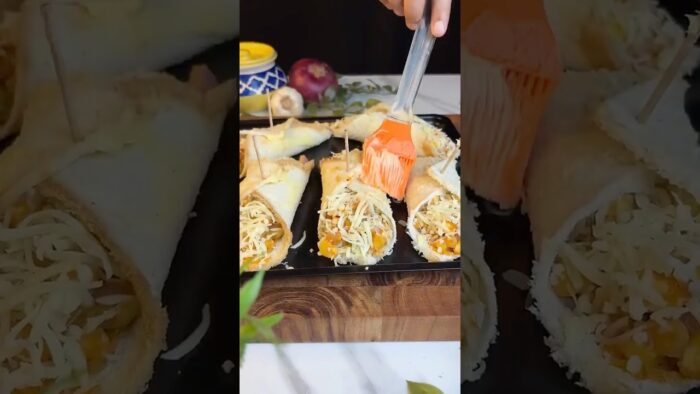 Crispy Cheese Bread Parcel 🔥 5 Min Air Fryer Snack 🤤 #shorts #ytshorts