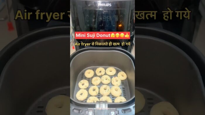 Easy Suji Donuts🍩 | मैने सोचा नहीं था की Air fryer में ऐसा बनेगा🫣🫢#viral #shorts #trending