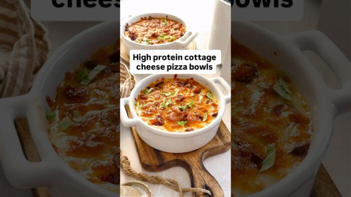 High protein cottage cheese pizza bowl recipe! 27+ grams protein.