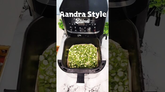 South Indian style crispy bhindi recipe in air fryer..💫🤤#shorts #airfryer #bhindi #viralreel#shorts