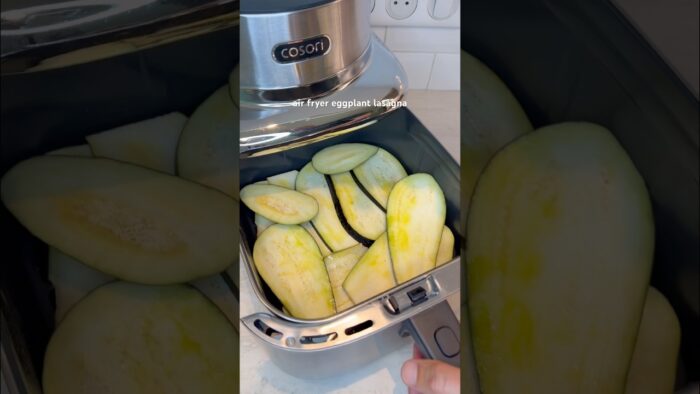 air fryer eggplant lasagna | healthy comfort food | recipe in comments #airfryer  #shorts #lasagna