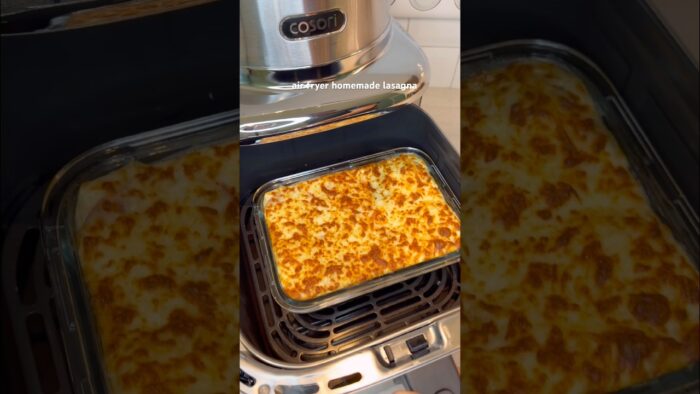 air fryer homemade lasagna | recipe in comments ⬇️ #shorts #airfryerrecipes #lasagna