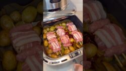 air fryer potatoes & bacon wrapped cheese | recipe in comments ⬇️ #shorts #airfryerrecipes  ...