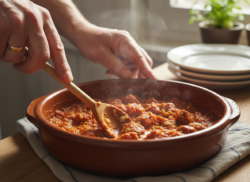 Arroz con salchichas al sofrito de tomate