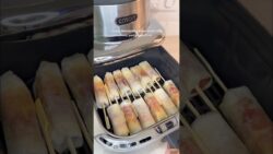 crispy mozzarella prosciutto rolls easy party appetizer | recipe in comments #shorts #airfryer