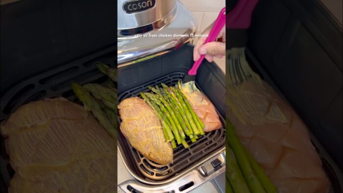 easy air fryer chicken & asparagus in 15 minutes #shorts #airfryer #chicken #asparagus