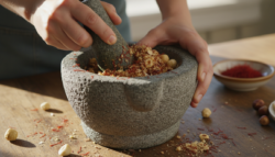 Guisantes con patatas y huevo: receta con salsa de avellanas