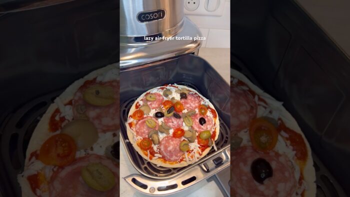 lazy air fryer tortilla pizza recipe |crispy, cheese & better than delivery #shorts #pizza #airfryer